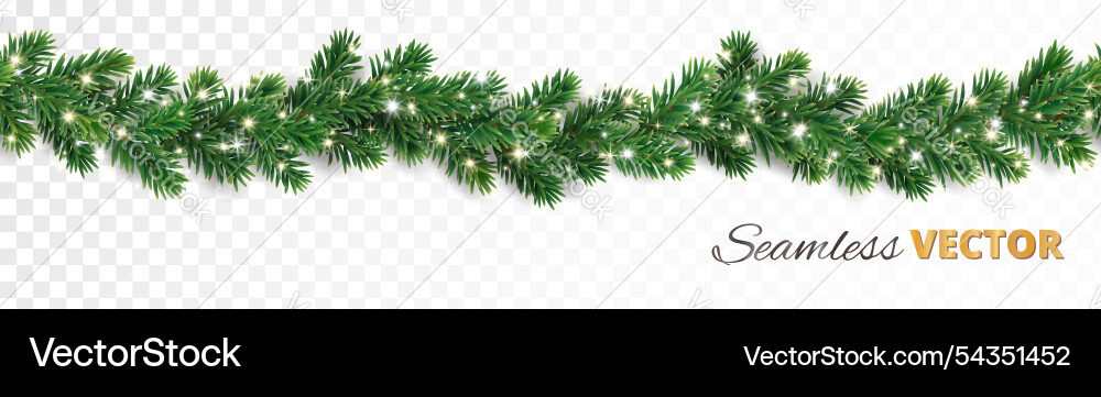 Realistic Christmas Garland - Pine Branches Vektorbild