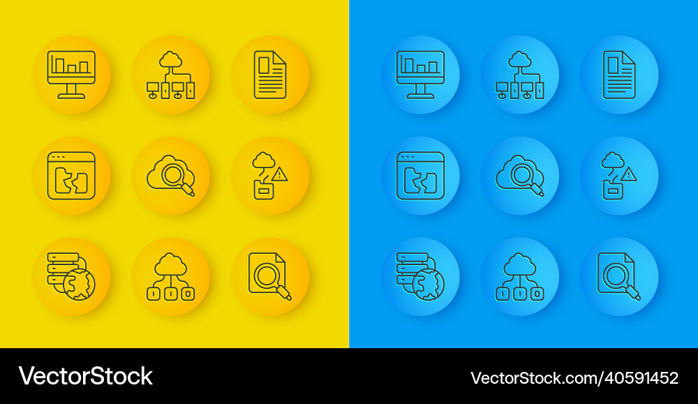 Set line network cloud connection broken file Vector Image