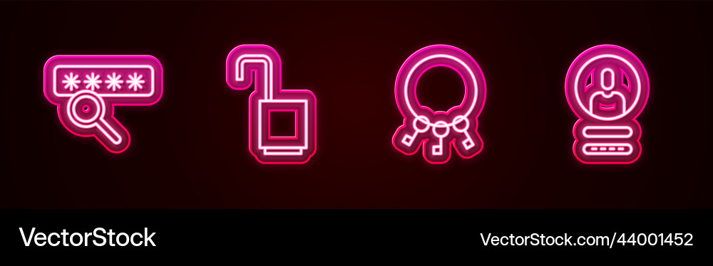 Set line password protection open padlock bunch Set line password protection open padlock bunch vector image