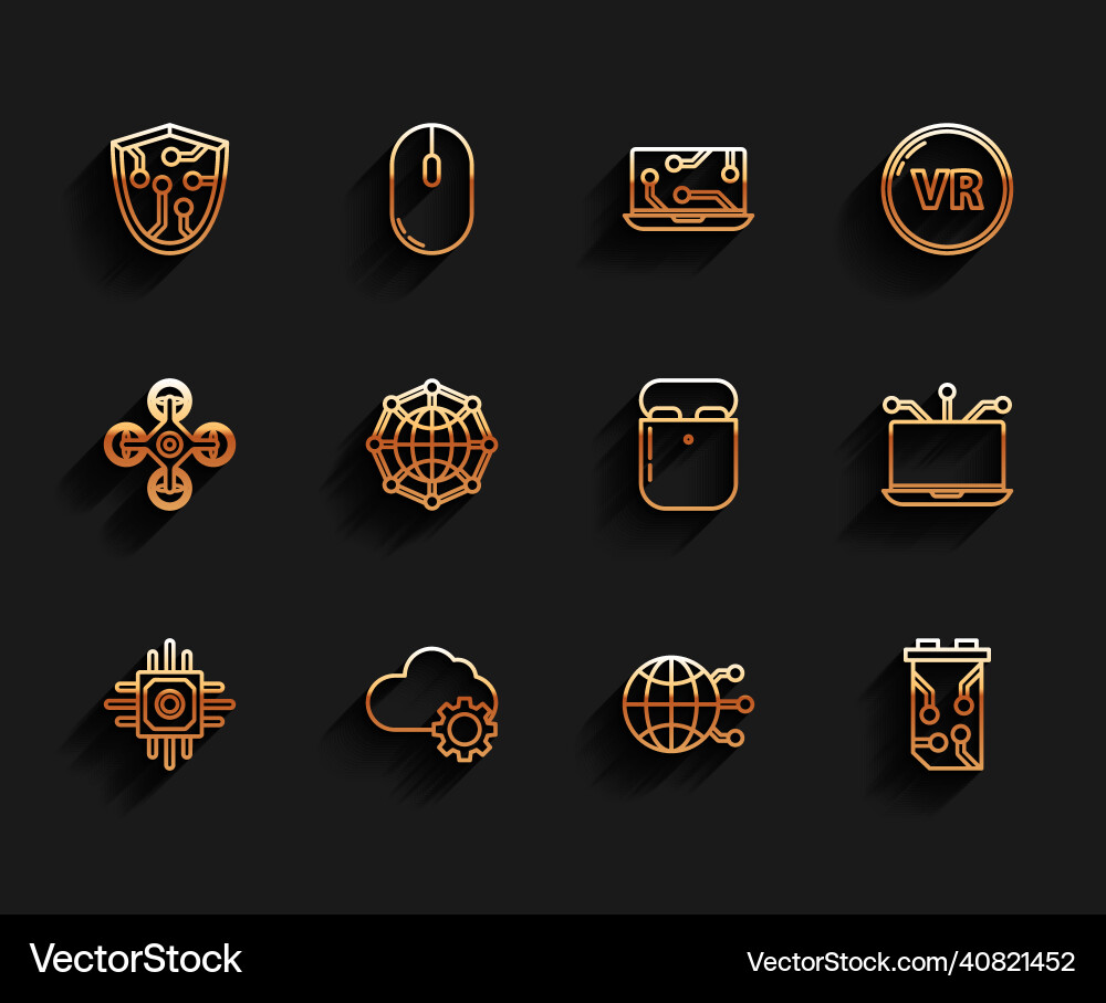Set line processor cloud technology data transfer Set line processor cloud technology data transfer vector image