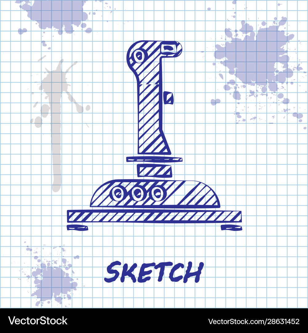 Sketch line joystick for arcade machine icon Vector Image