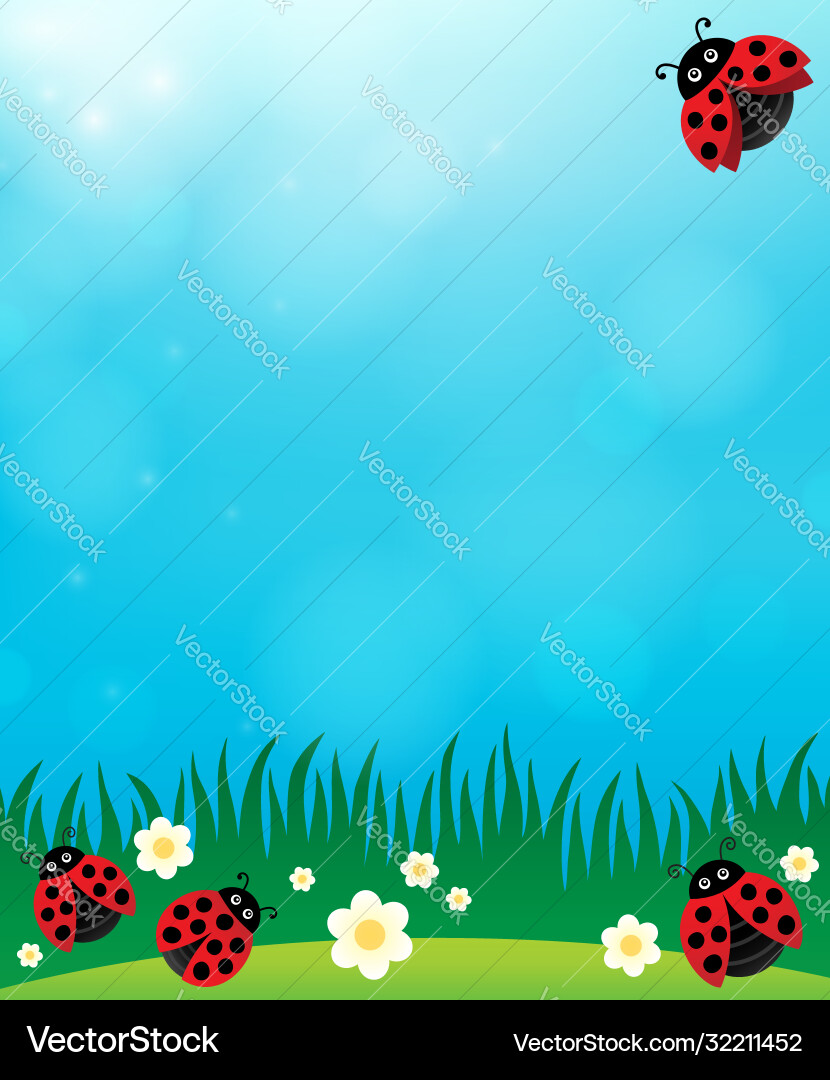 Spring background with ladybugs 3 Vector Image