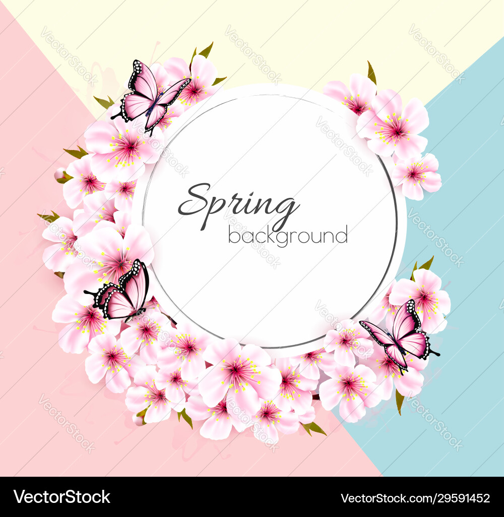 Spring nature background with a pink sakura branch Spring nature background with a pink sakura branch vector image