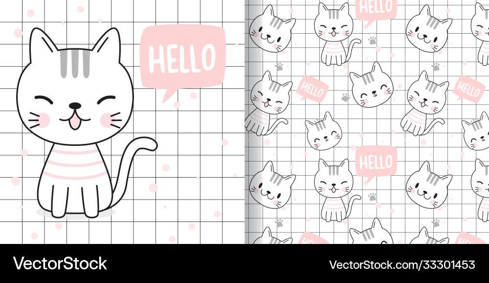002 draw happy cat print seamless pattern 002 draw happy cat print seamless pattern Vector Image
