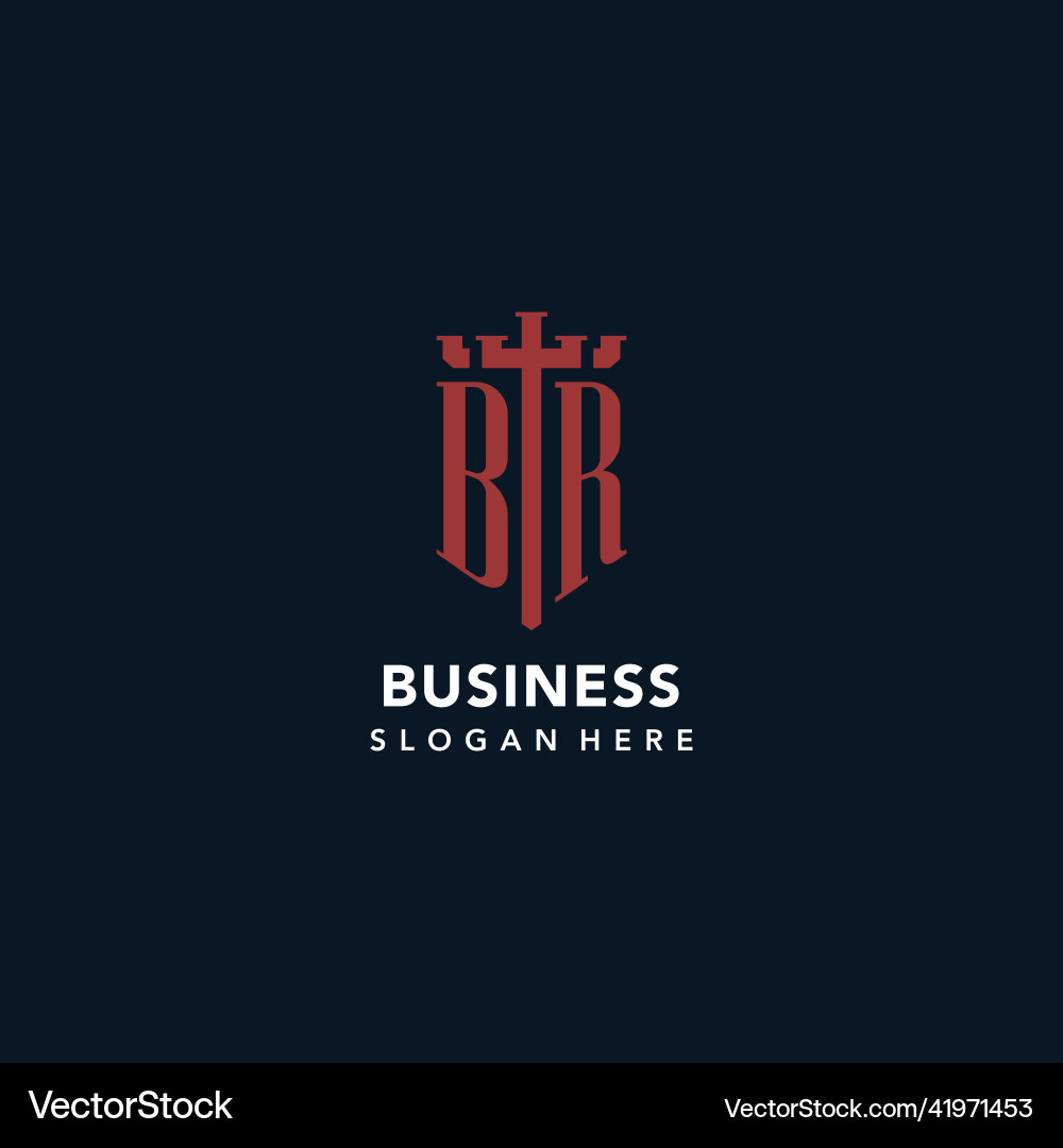 Br initial monogram logos with sword and shield Vector Image