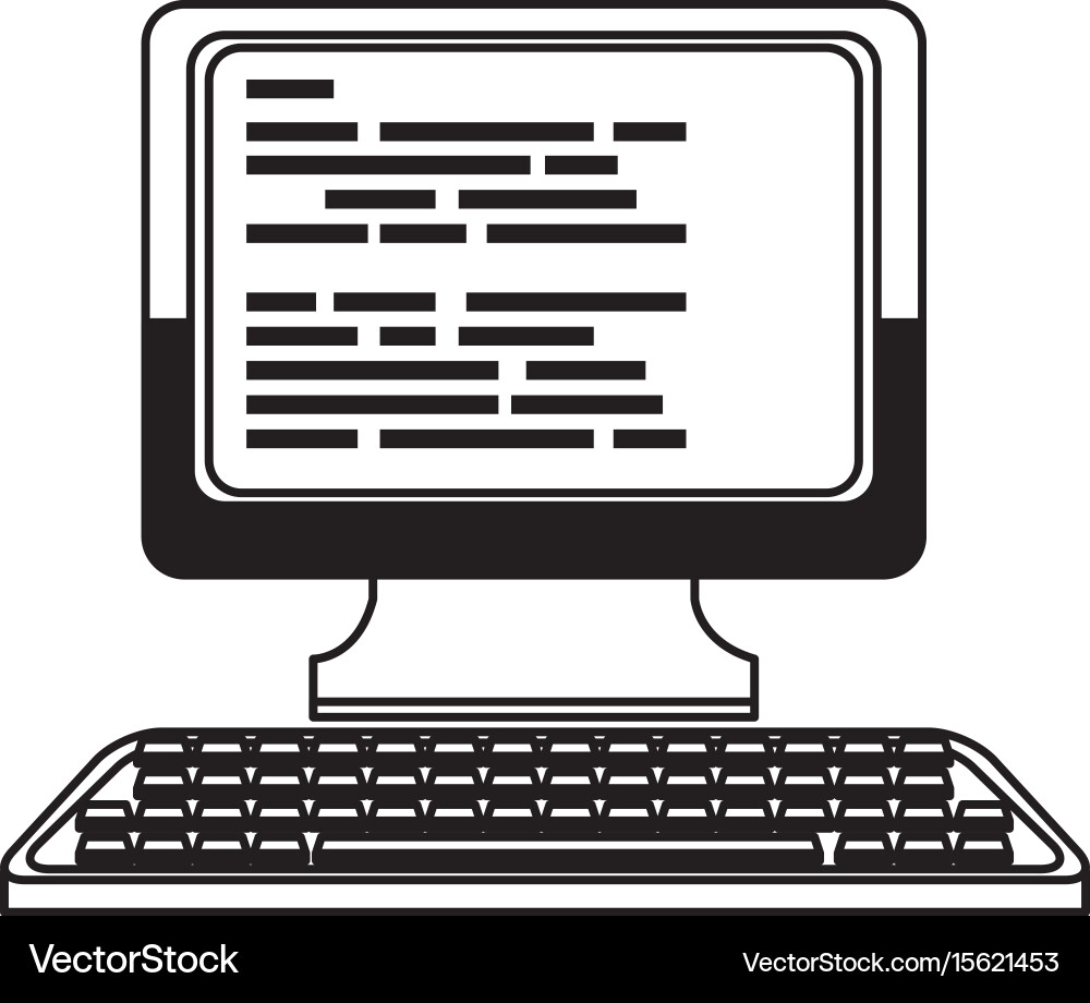 Computer technology device keyboard monitor Vector Image
