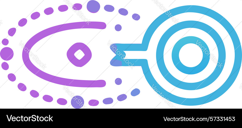 Concentric target icon focused data flow vector image