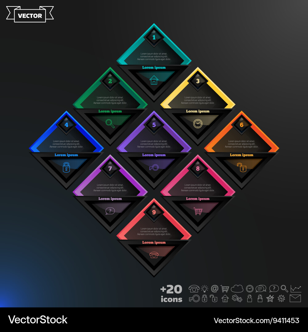 Infographic design list with colorful rhombs vector image