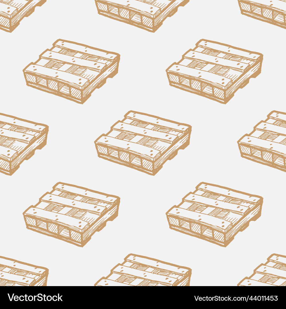 Logistic pallet sketch seamless pattern on white Logistic pallet sketch seamless pattern on white vector image