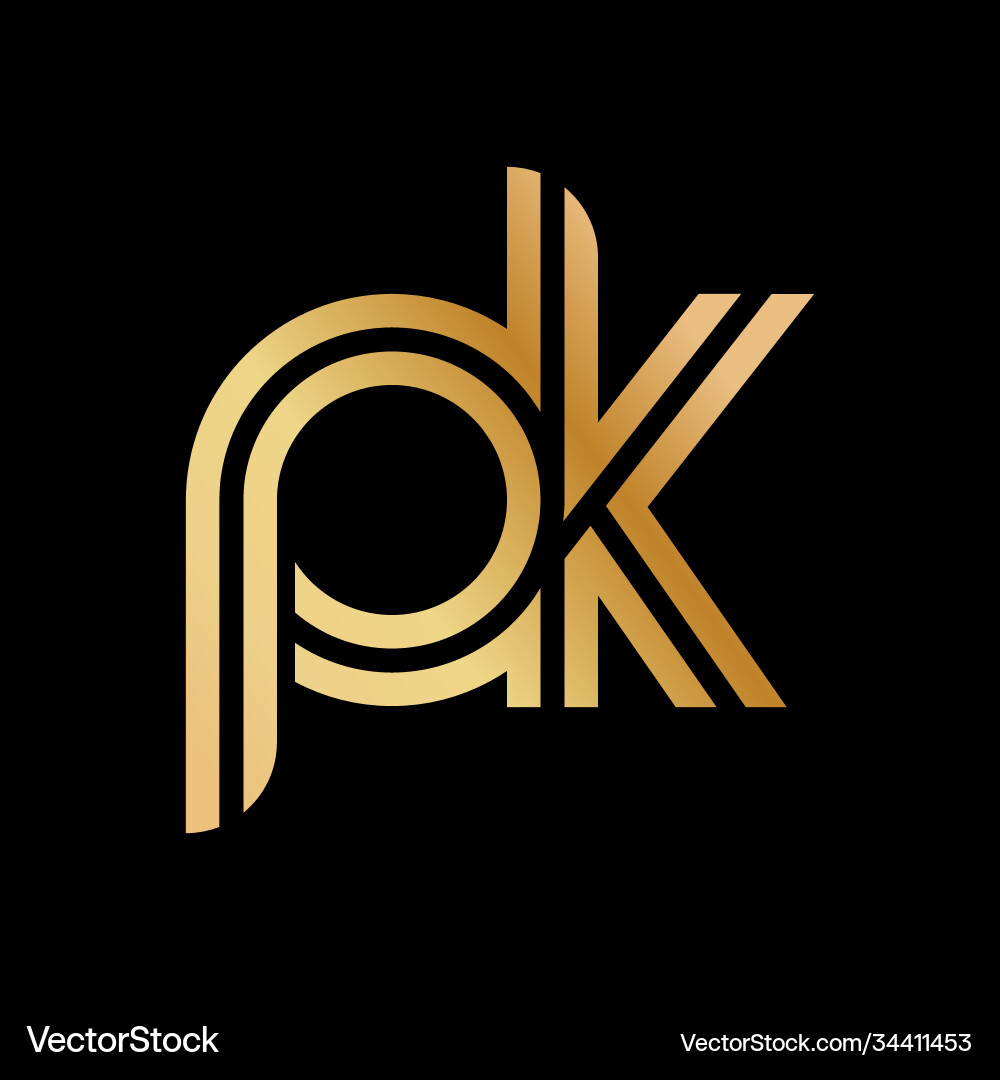 Lowercase letters p and k flat bound design Lowercase letters p and k flat bound design vector image