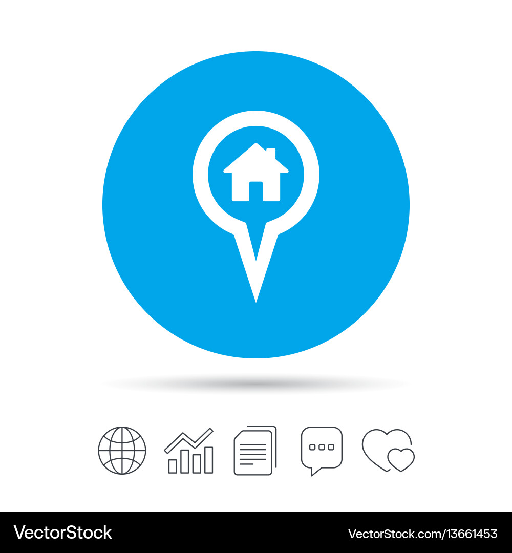Map pointer house sign icon marker symbol vector image