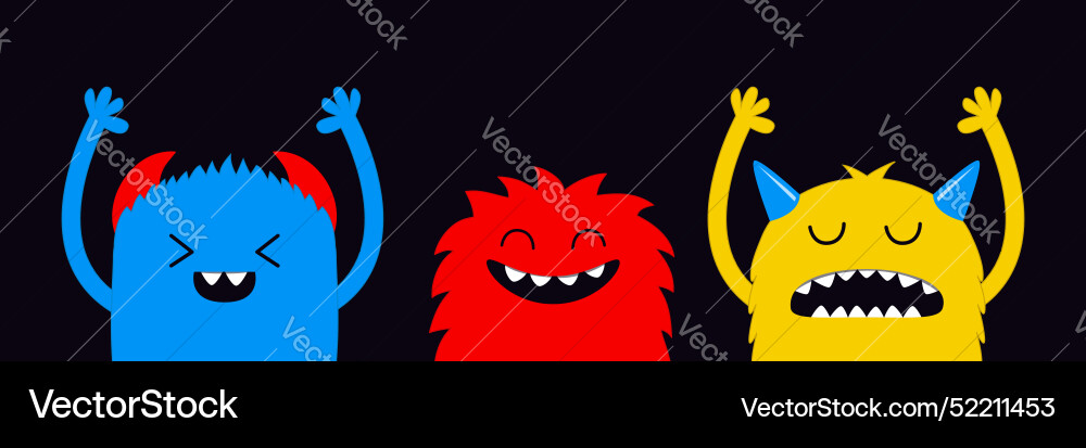 Monster set colorful silhouette face head icon Monster set colorful silhouette face head icon vector image