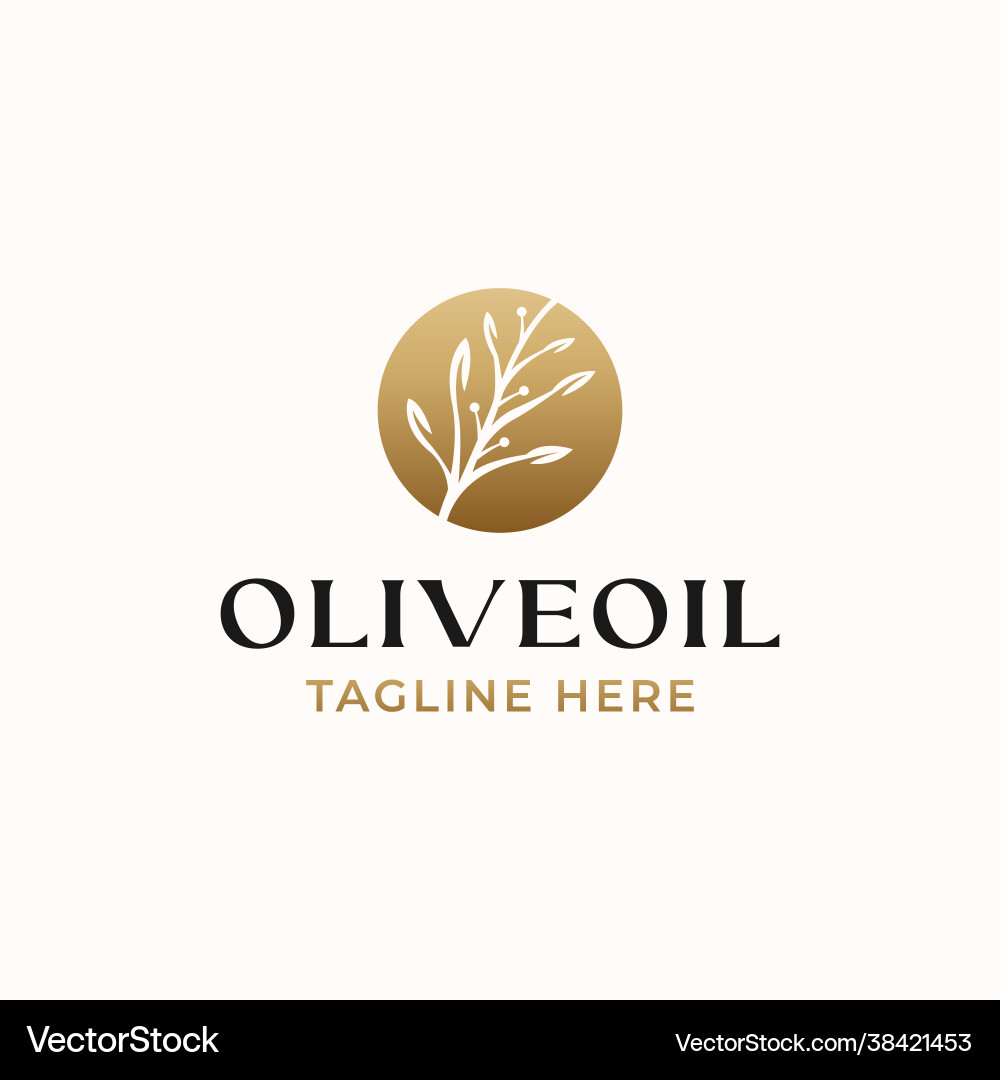 Olive leaf golden gradient color logo template Olive leaf golden gradient color logo template vector image