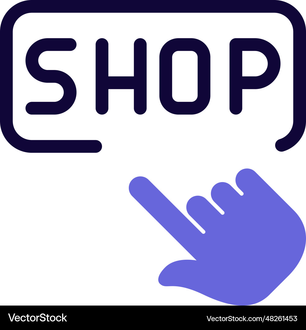 Pointer dragged on shop option in website vector image