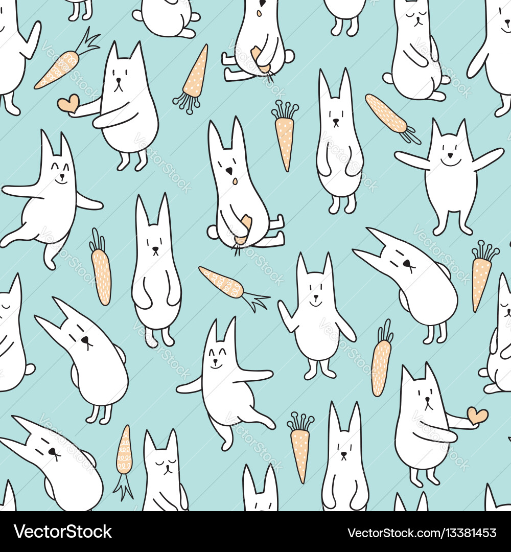 Rabbit and Carrot Pattern vector image