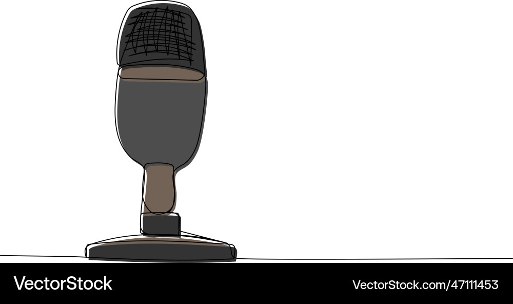Radio microphone one line color art continuous Vector Image