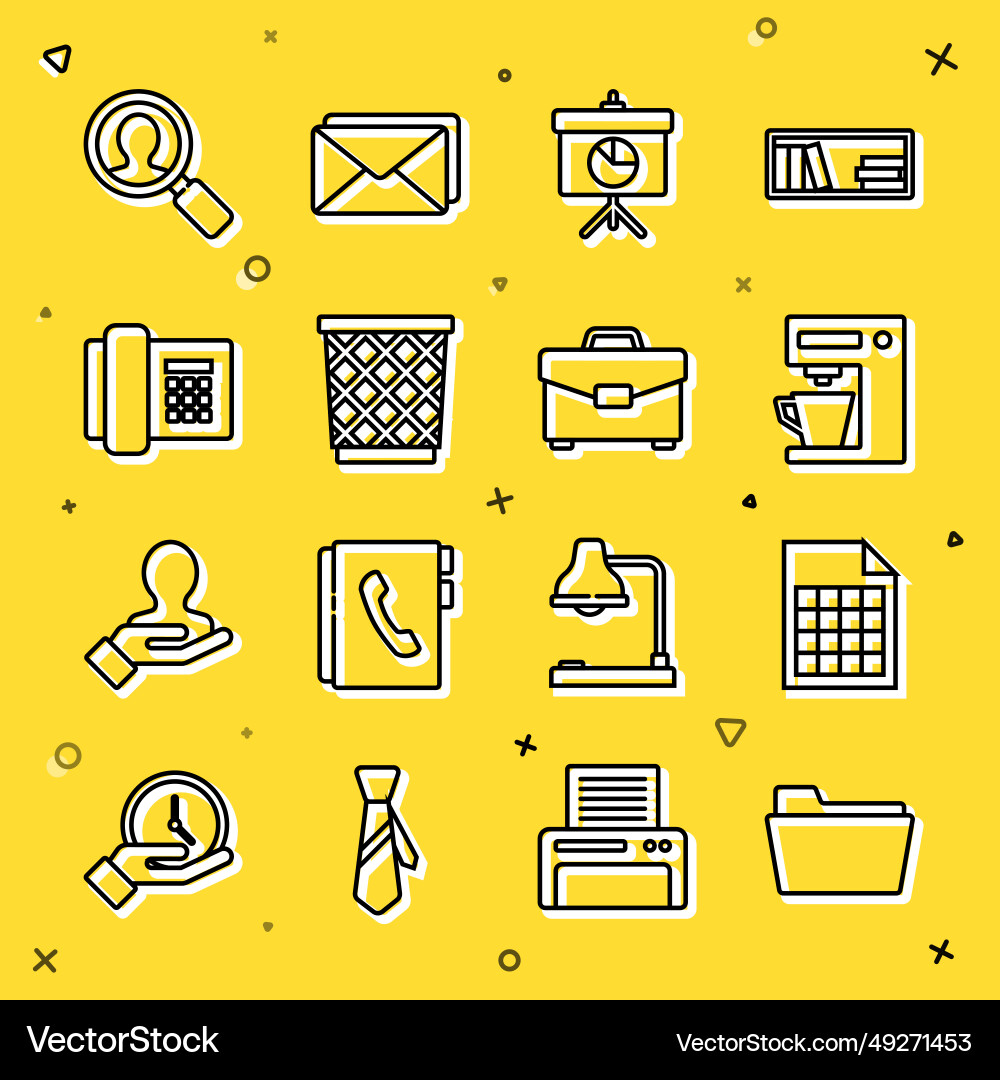 Set line document folder file coffee Set line document folder file coffee vector image