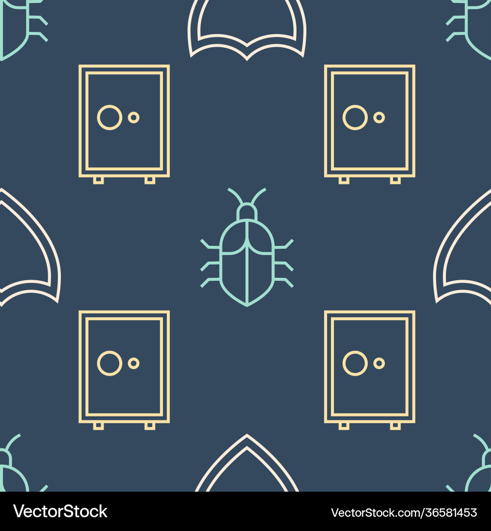 Set line shield safe and system bug concept Set line shield safe and system bug concept vector image