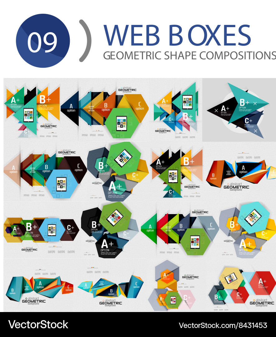Set of web internet boxes with buttons and sample Vector Image