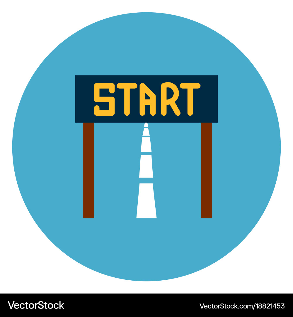 Start race icon web button on round blue Vector Image