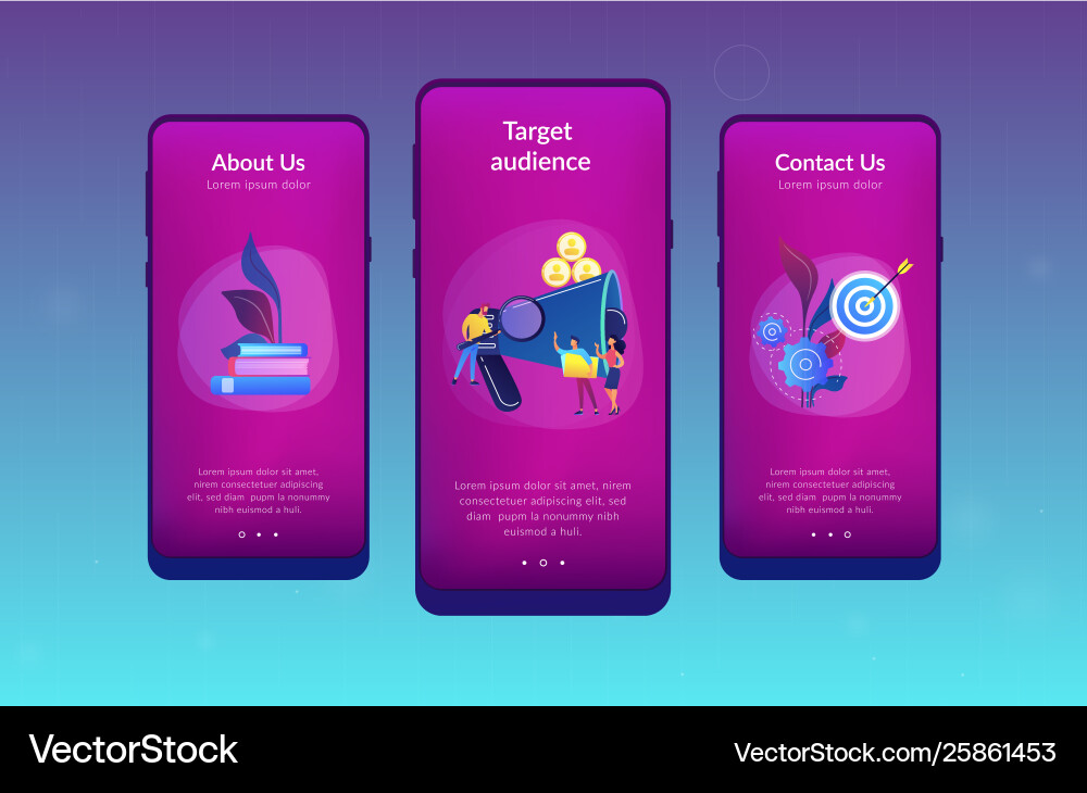 Target group app interface template Target group app interface template Vector Image