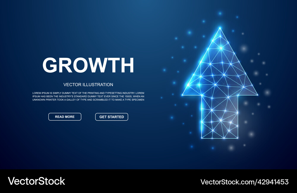 Up arrow 3d low poly symbol with connected dots Vector Image