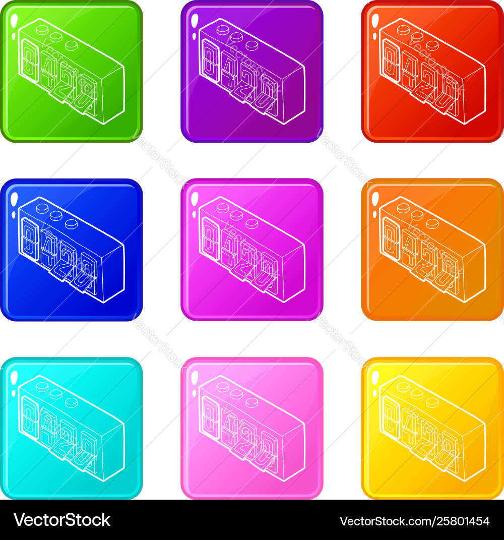 420 on analog flip clock icons set 9 color Vector Image