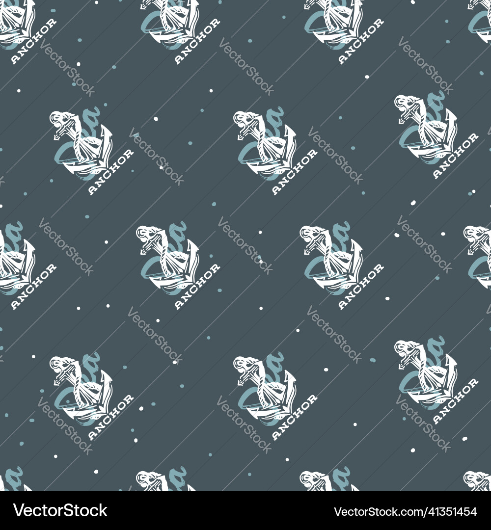 Abstract seamless pattern with sea anchor Vector Image