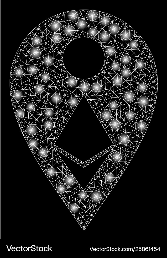 Bright mesh network ethereum map marker with flash Bright mesh network ethereum map marker with flash vector image