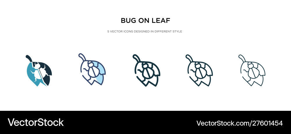 Bug on leaf icon in different style two colored vector image