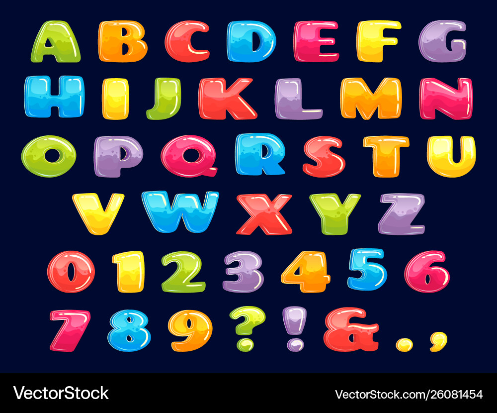 Chubby Colored Letter Font Royalty Free Vector Image