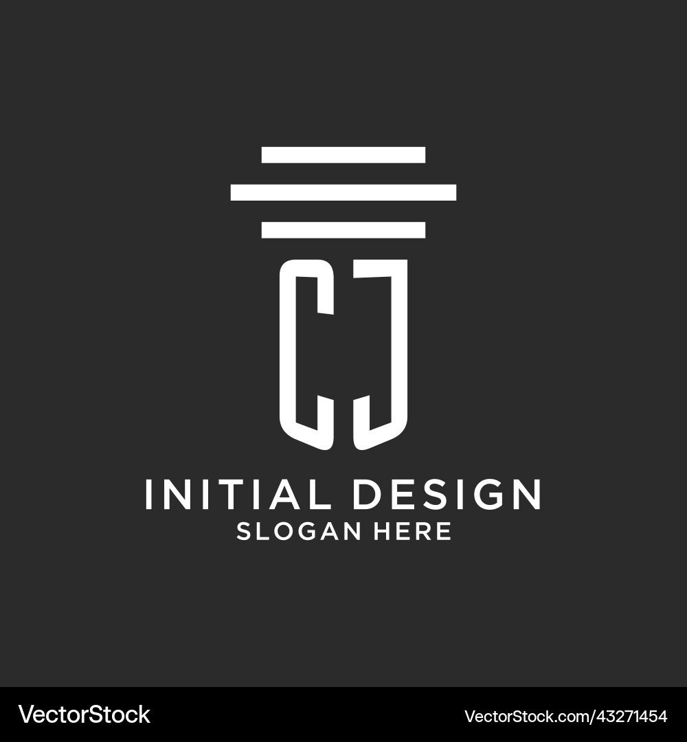 Cj initials with simple pillar logo design vector image