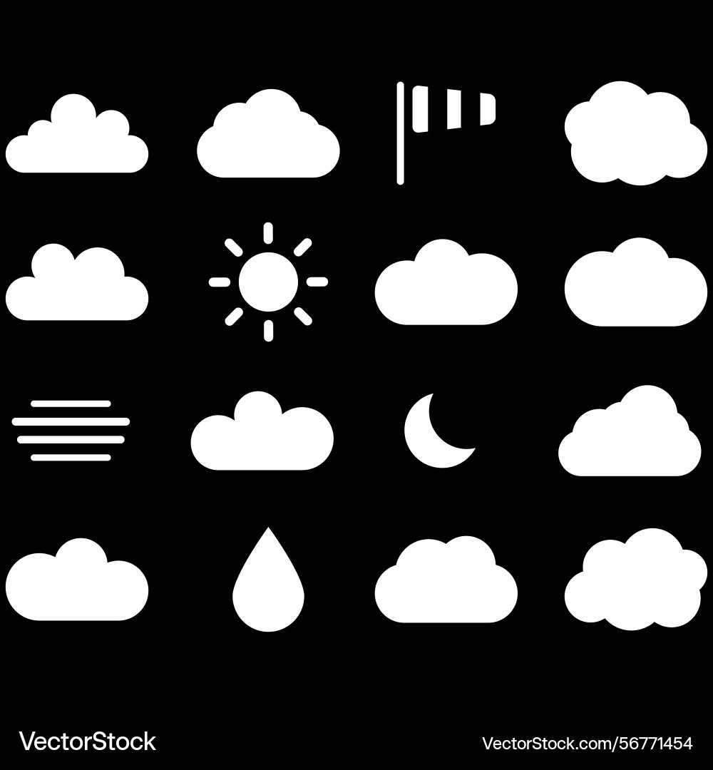 Clouds icons set of in different form Vector Image