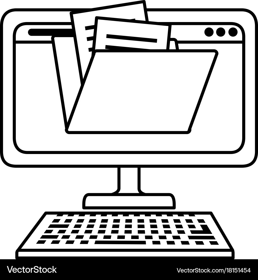 Computer desktop with folder Vector Image