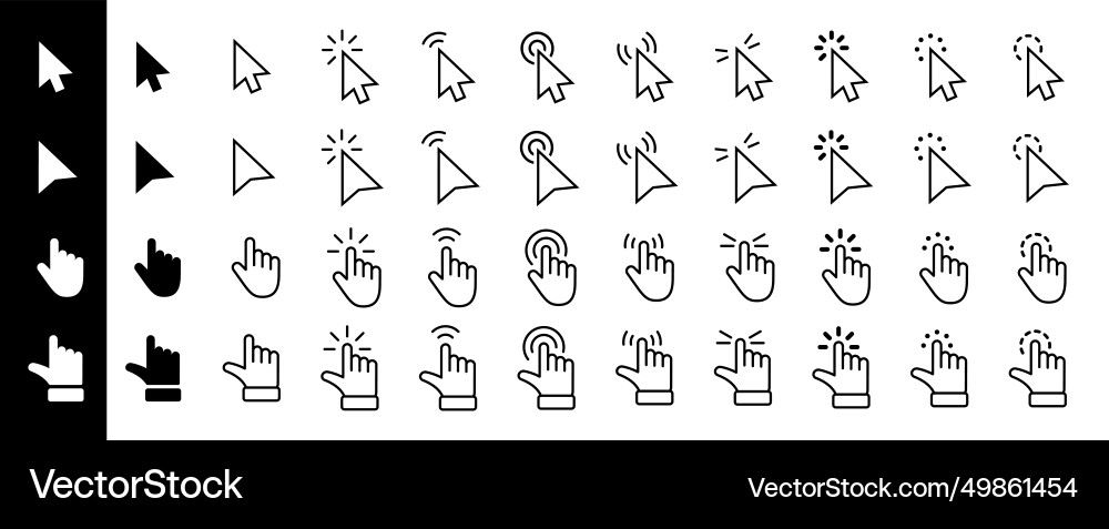 Computer Maus klicken Cursor graue Pfeilsymbole gesetzt Computer Maus klicken Cursor graue Pfeilsymbole gesetzt vektorbild