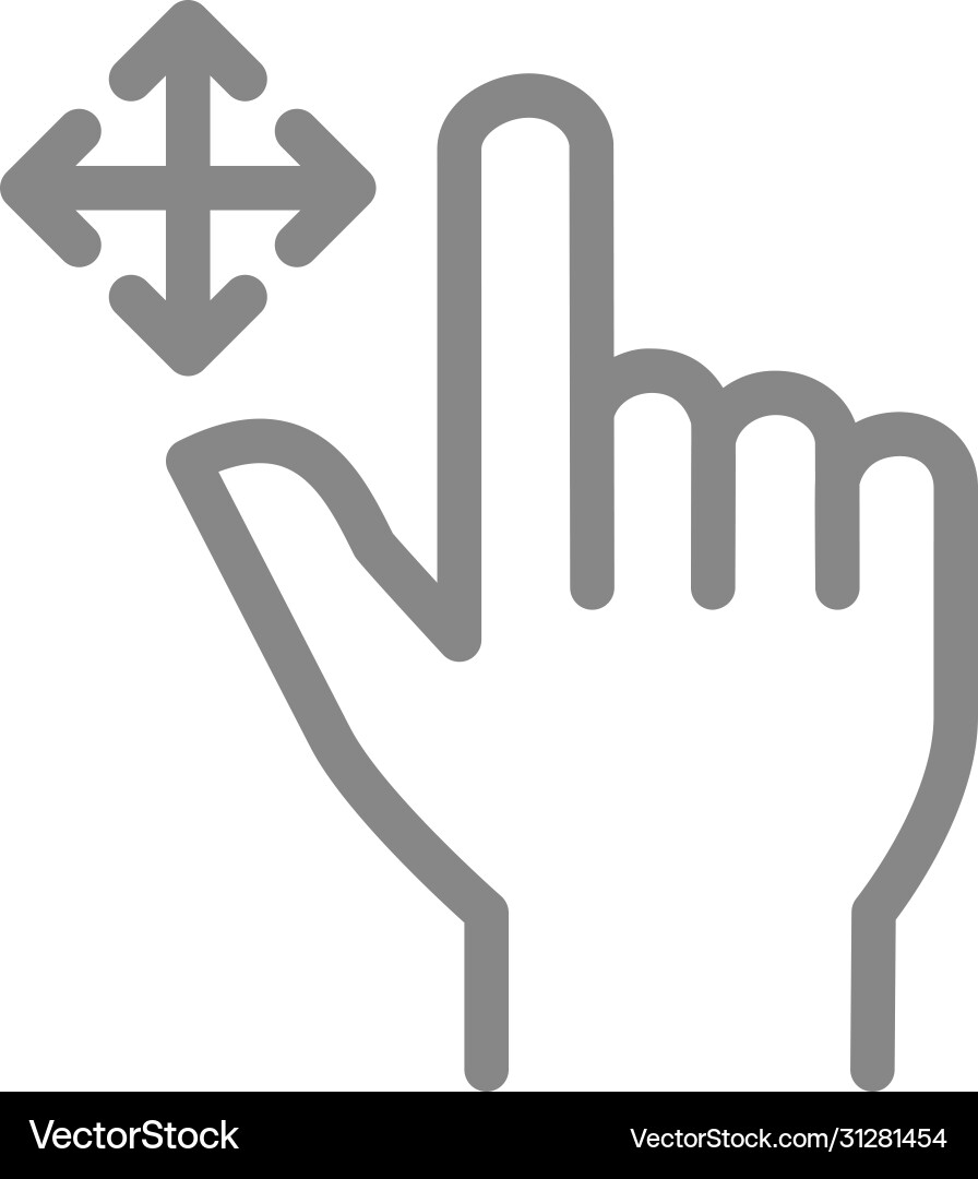 Drag flick with two fingers line icon multi touch Vector Image
