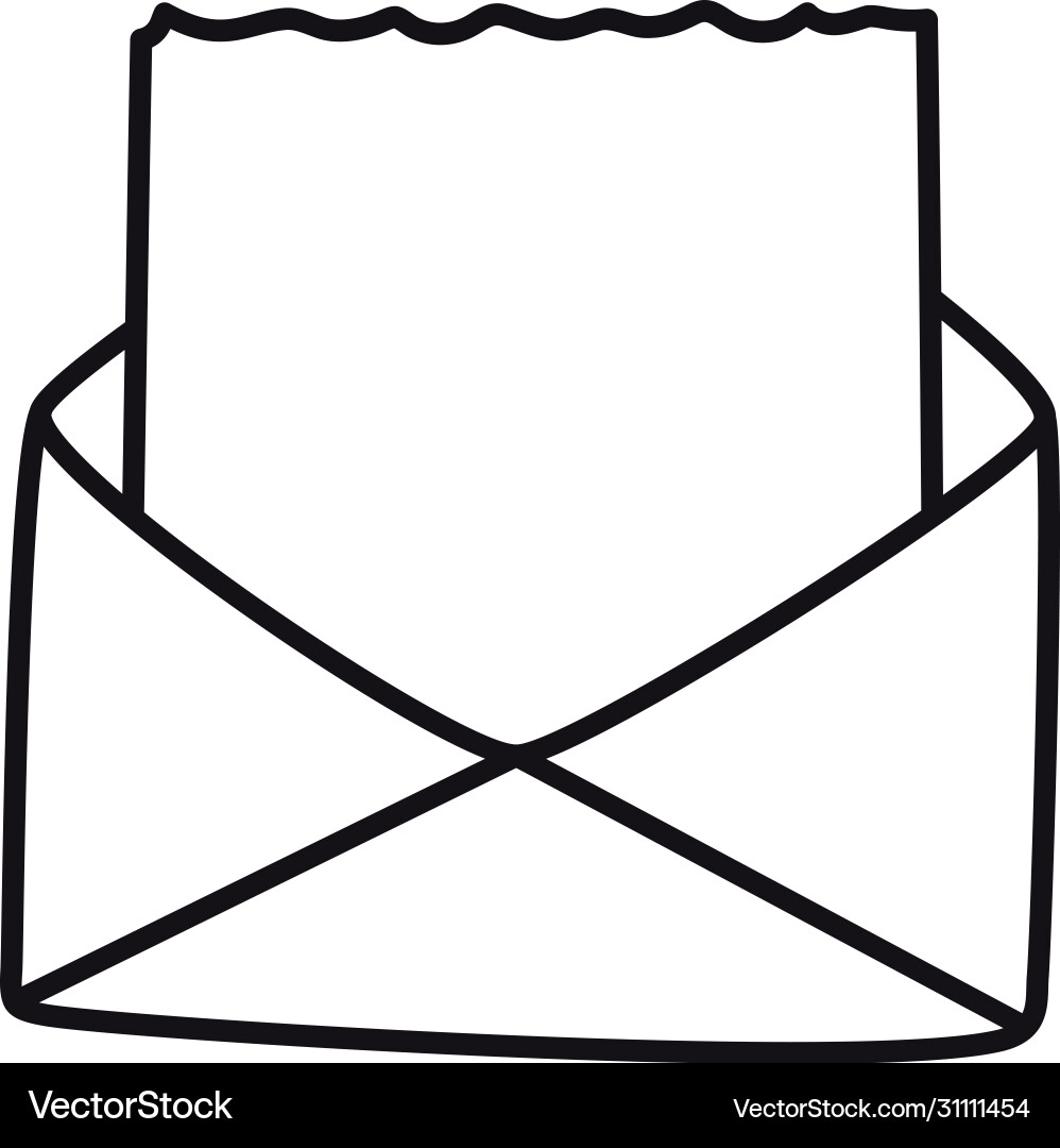 Envelope with blank document icon line style vector image