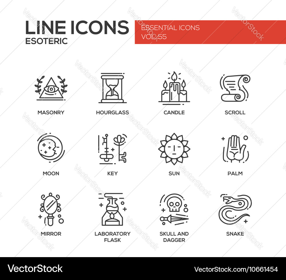 Esoteric - line design icons set vector image
