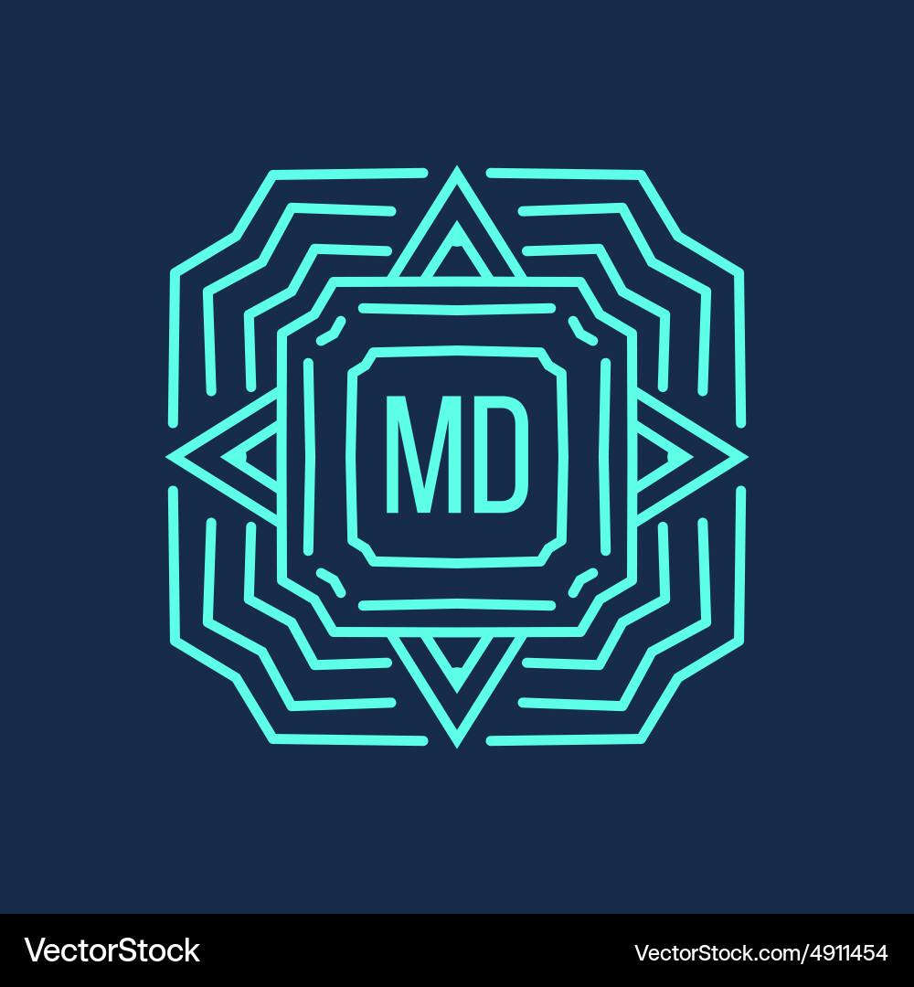 Geometric frame in mono line style vector image