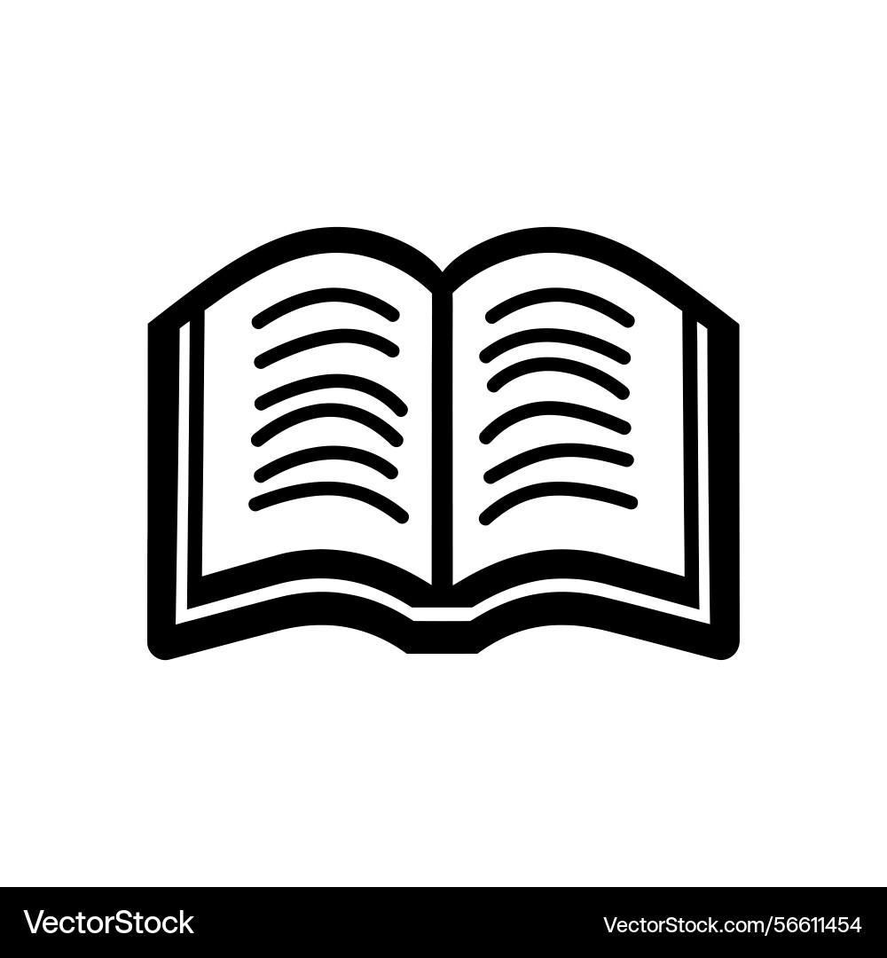 Isolated open book icon in simple style with bold vector image