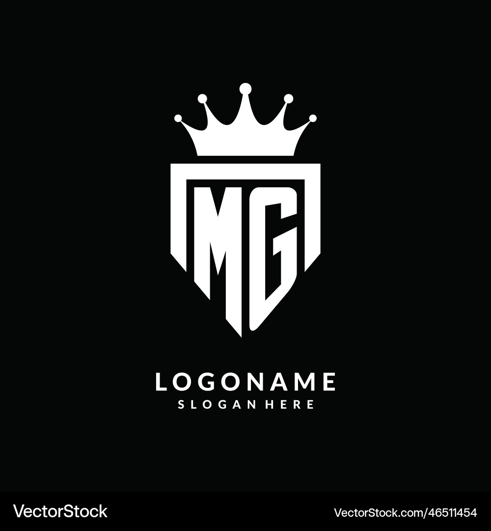 Letter mg logo monogram emblem style with crown – Royalty-Free Vector |  VectorStock, image size:1000x1080