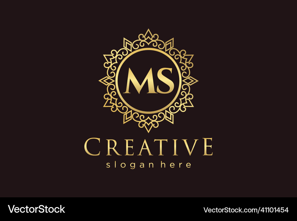 Ms initial letter luxury calligraphic feminine Vector Image