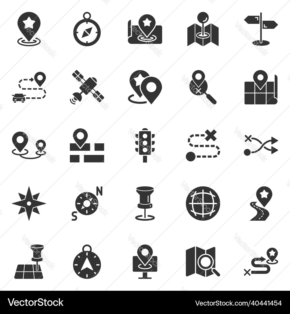 Navigation icon set in flat style gps direction Navigation icon set in flat style gps direction vector image