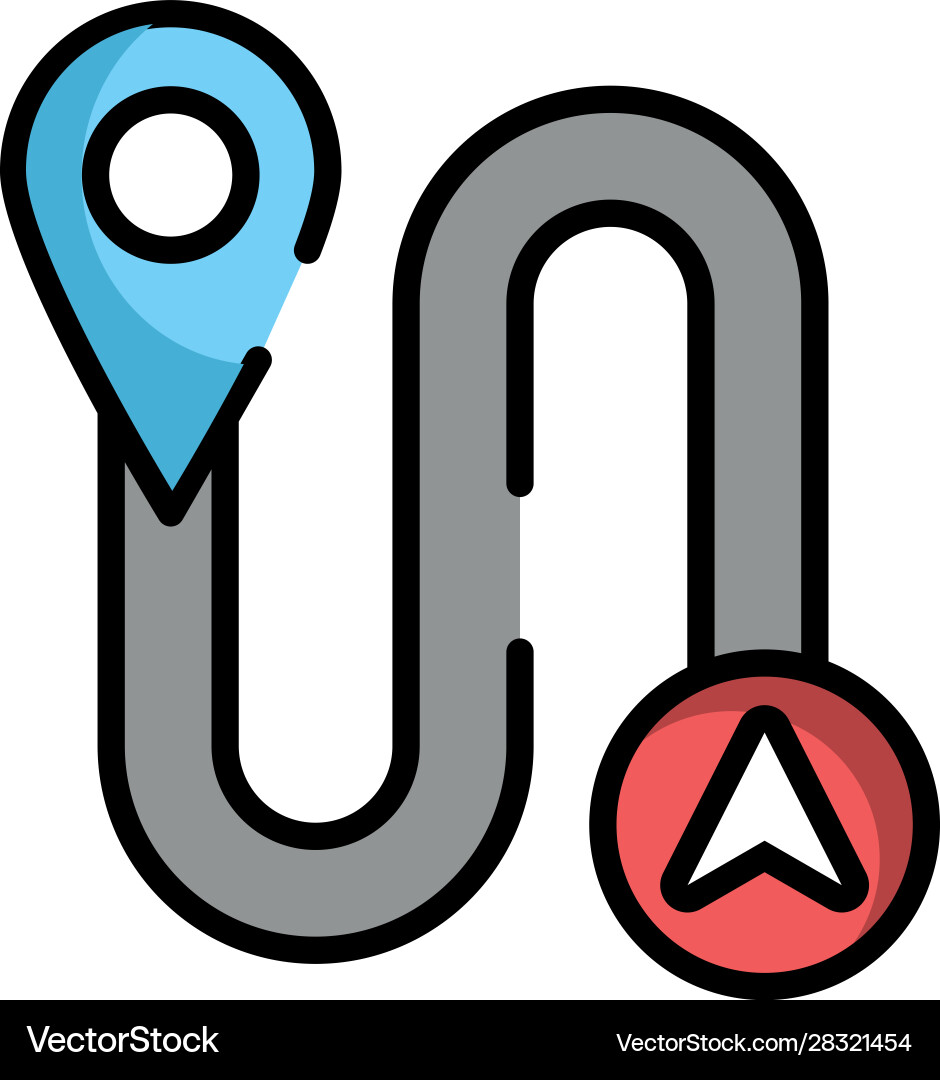 Pin pointer location guide with road Vector Image