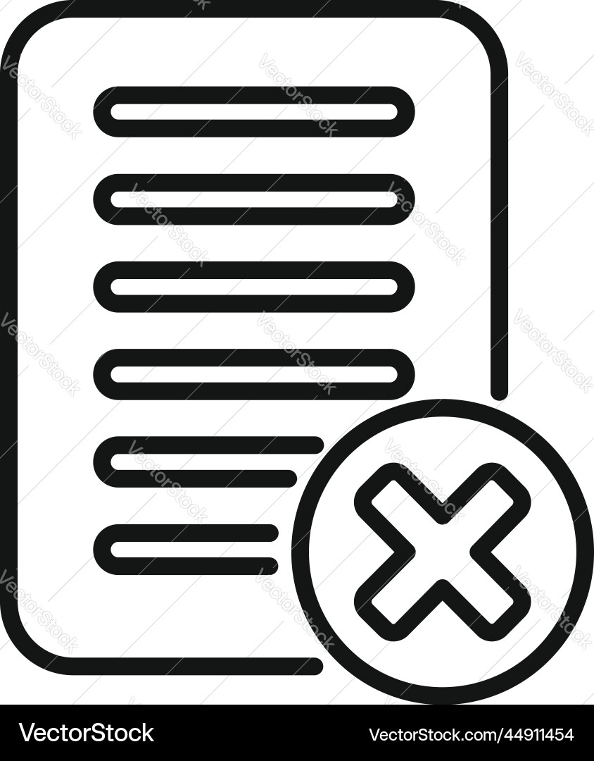 Rejected document icon outline message Rejected document icon outline message vector image