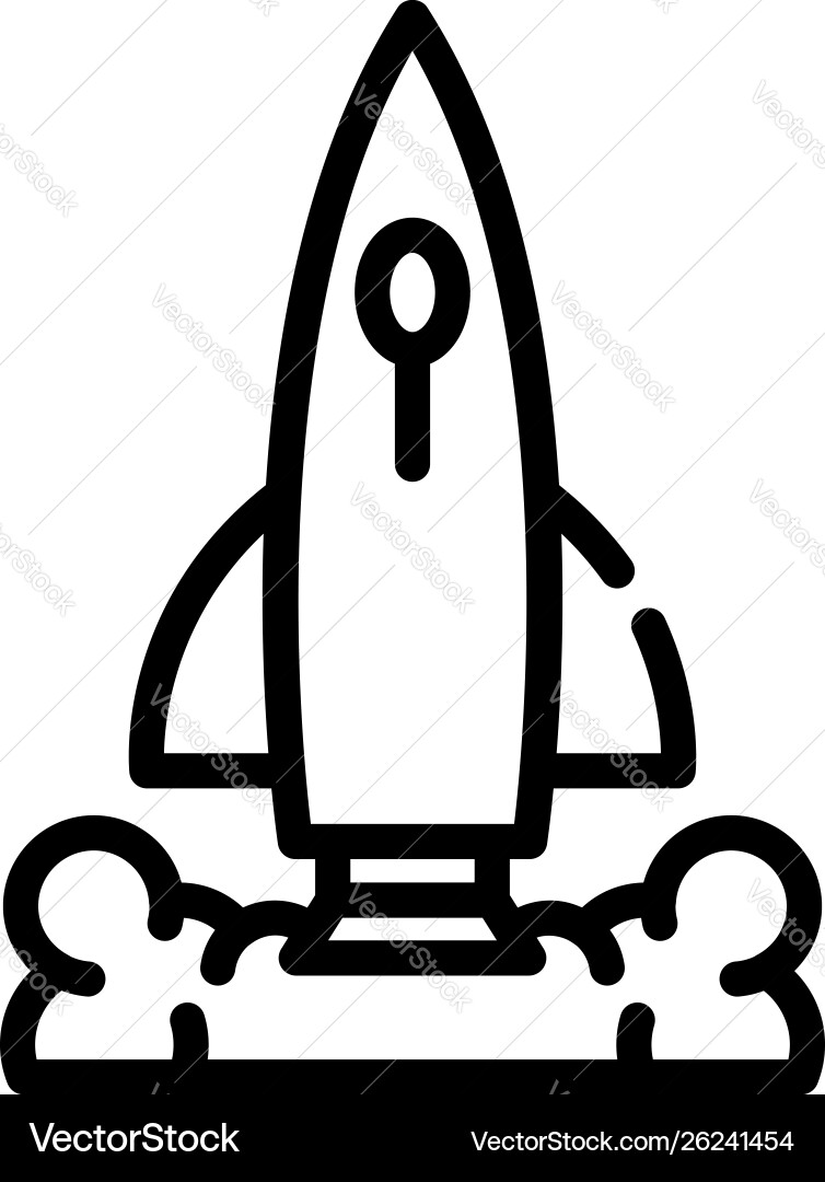 Rocket on takeoff icon outline style Rocket on takeoff icon outline style vector image
