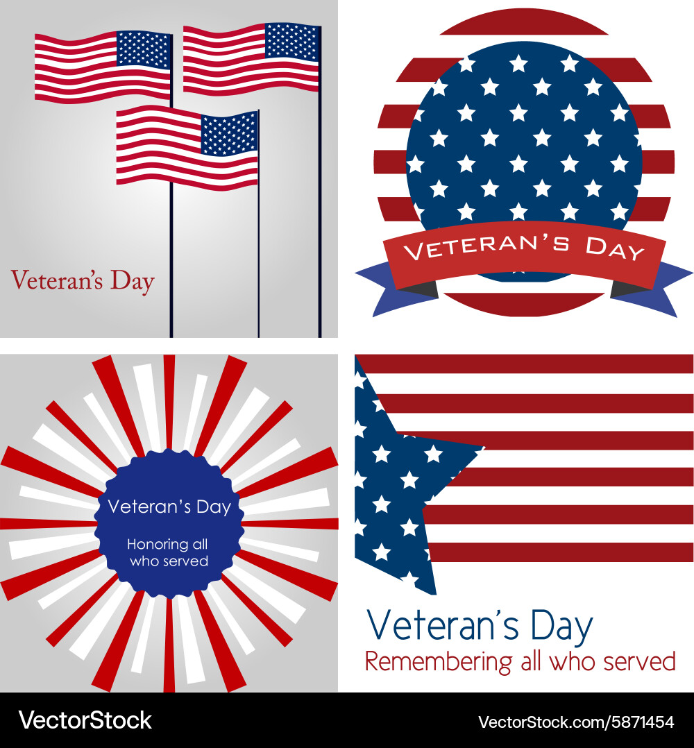 Set backgrounds with text for veterans day Vector Image