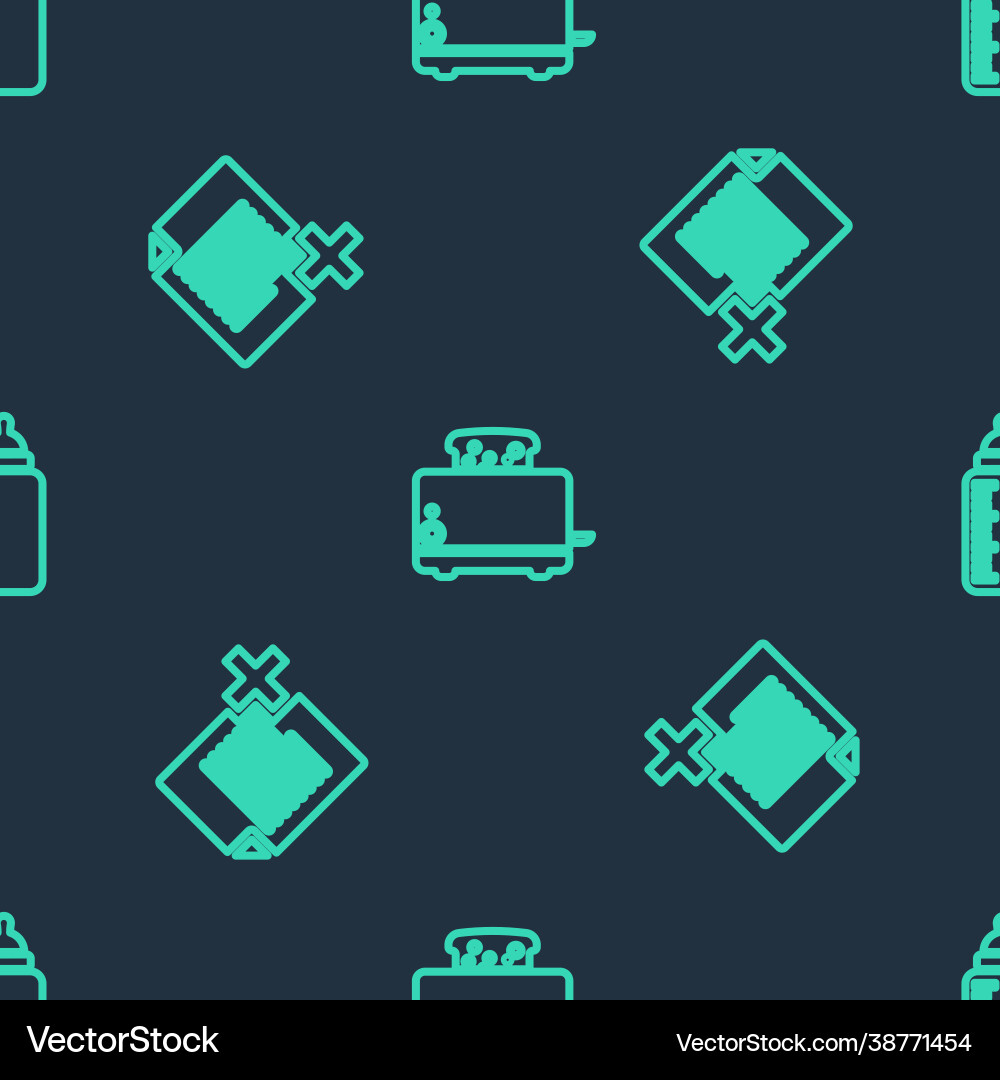 Set line toaster with toasts add new file Vector Image