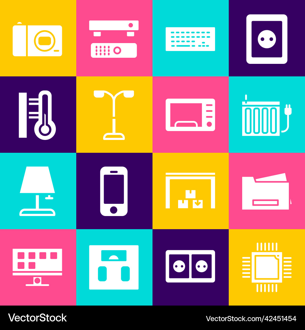 Set processor with microcircuits cpu printer vector image