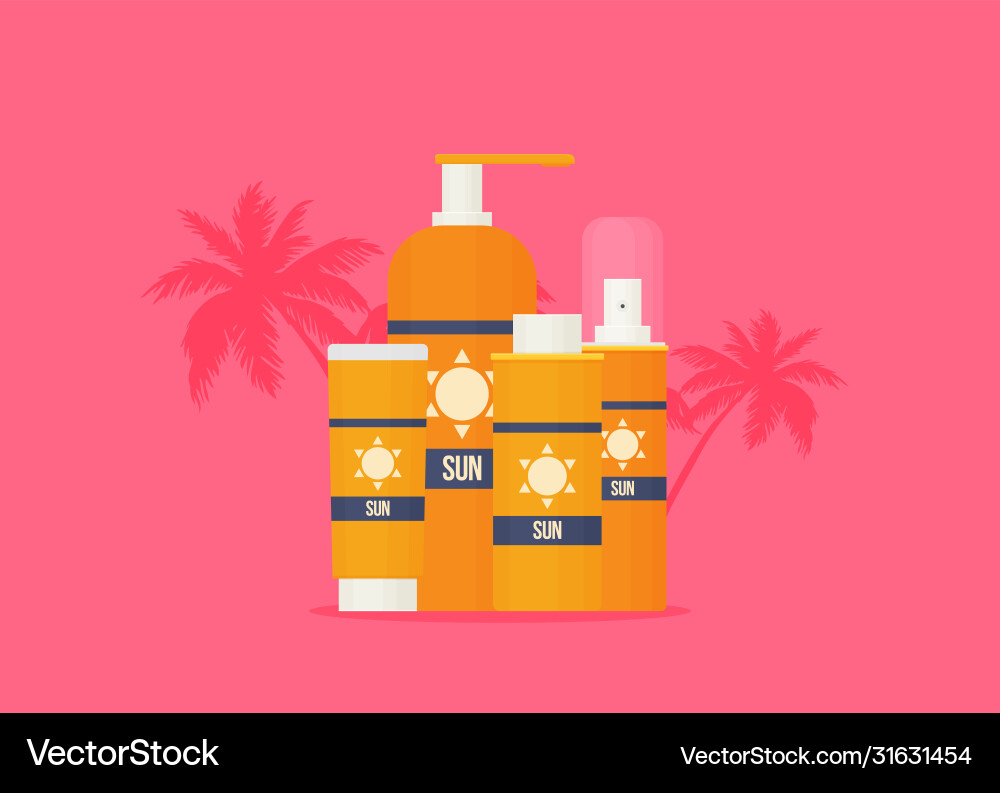 Sunscreen care sun protection cosmetics cream Sunscreen care sun protection cosmetics cream vector image